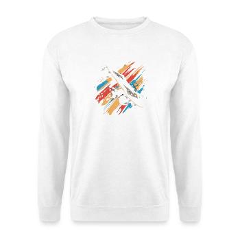 Skateboard Farbkleckse - Unisex Pullover - Weiß - Vorne - Alina (178cm) & Michal (187cm)