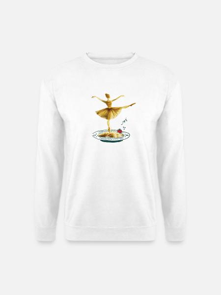 Spaghetti Ballerina mit Tomate & Basilikum Kunst - Unisex Pullover - Weiß