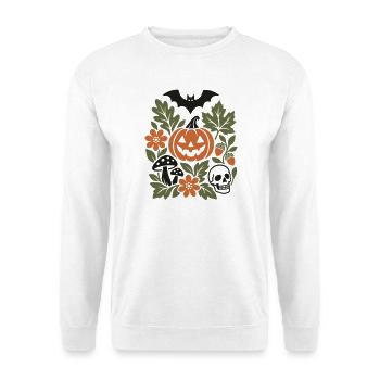 Botanisches Halloween - Unisex Pullover - Weiß - Vorne - Alina (178cm) & Michal (187cm)