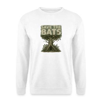 Save The Bats Fledermausschutz - Unisex Pullover - Weiß - Vorne - Alina (178cm) & Michal (187cm)