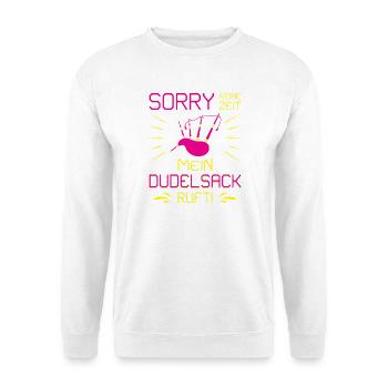 Dudelsackspieler Dudelsack Männer Geschenk - Unisex Pullover - Weiß - Vorne - Alina (178cm) & Michal (187cm)