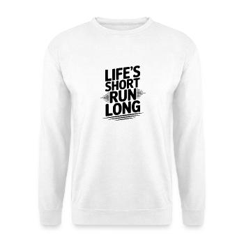 Das Leben ist kurzfristig lang - Unisex Pullover - Weiß - Vorne - Alina (178cm) & Michal (187cm)