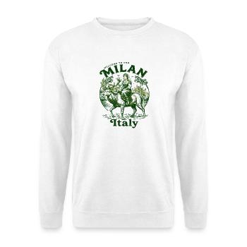 The Welcome To Milan Italy Travel Souvenir - Unisex Pullover - Weiß - Vorne - Alina (178cm) & Michal (187cm)