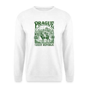Prague Czech Republic Vintage Folk Art - Unisex Pullover - Weiß - Vorne - Alina (178cm) & Michal (187cm)