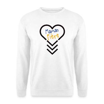Maman fière d'une personne atteinte de trisomie 21 - Unisex Pullover - Weiß - Vorne - Alina (178cm) & Michal (187cm)