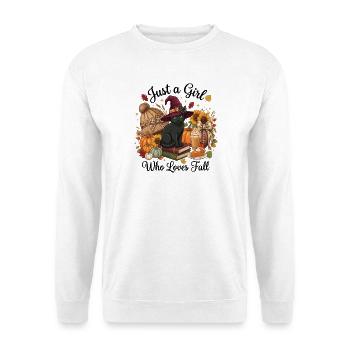 NUR EIN MÄDCHEN, DAS DEN HERBST LIEBT - Unisex Pullover - Weiß - Vorne - Alina (178cm) & Michal (187cm)