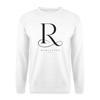 Ruhestand R Elegant Verschnörkelt Monogramm Spruch - Unisex Pullover - Weiß - Vorne - Alina (178cm) & Michal (187cm)