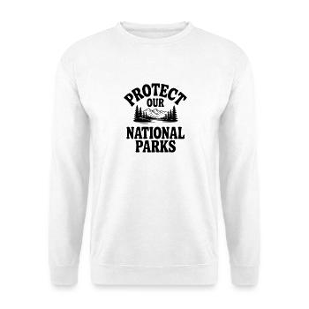 Schützen Sie unsere Nationalparks - Unisex Pullover - Weiß - Vorne - Alina (178cm) & Michal (187cm)