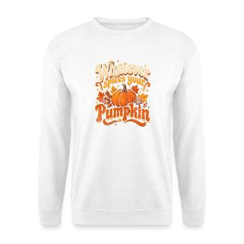 Kürbisgewürze – Whatever Your Pumpkin - Unisex Pullover - Weiß - Vorne - Alina (178cm) & Michal (187cm)