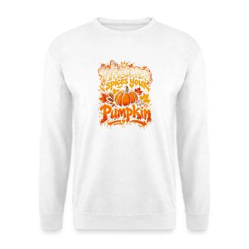 Kürbiswürze Pumpkin-Style - Unisex Pullover - Weiß - Vorne - Alina (178cm) & Michal (187cm)