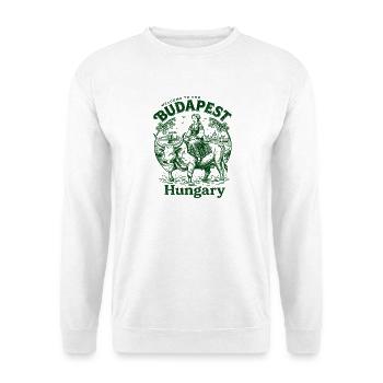 The Welcome To Budapest Hungary European Cityscape - Unisex Pullover - Weiß - Vorne - Alina (178cm) & Michal (187cm)