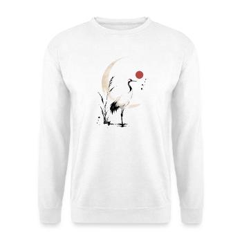 Mondsichelkranich - Unisex Pullover - Weiß - Vorne - Alina (178cm) & Michal (187cm)