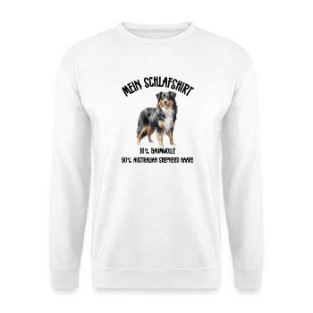 Australian Shepherd Schlafshirt Merle - Unisex Pullover - Weiß - Vorne - Alina (178cm) & Michal (187cm)