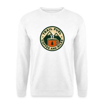 Trail Fuel Kaffee Berge Logo - Unisex Pullover - Weiß - Vorne - Alina (178cm) & Michal (187cm)