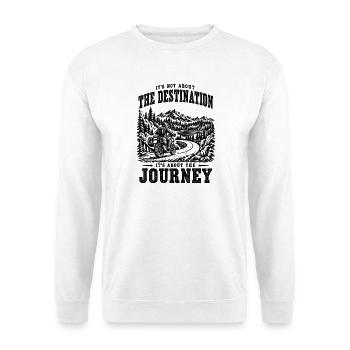 Motorrad Reise – It's About the Journey - Unisex Pullover - Weiß - Vorne - Alina (178cm) & Michal (187cm)