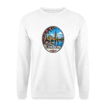 London Sehenswürdigkeiten Themse Großbritannien - Unisex Pullover - Weiß - Vorne - Alina (178cm) & Michal (187cm)