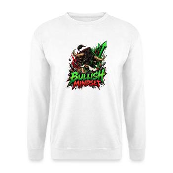 Bullish Mindset Börsenaufstieg - Unisex Pullover - Weiß - Vorne - Alina (178cm) & Michal (187cm)
