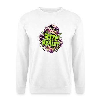 Beißende Realität Neon-Skull - Unisex Pullover - Weiß - Vorne - Alina (178cm) & Michal (187cm)
