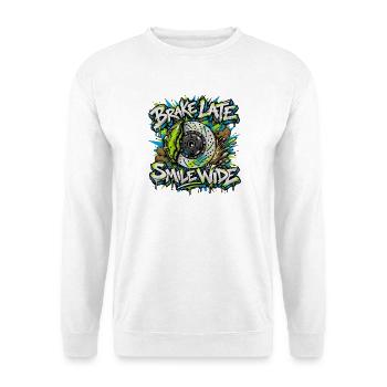 Bremse Zu Spät Graffiti Disk - Unisex Pullover - Weiß - Vorne - Alina (178cm) & Michal (187cm)
