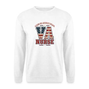V-A Pflegehelden Patriotisches Design - Unisex Pullover - Weiß - Vorne - Alina (178cm) & Michal (187cm)
