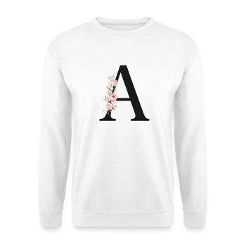 A Buchstabe Monogram Floral - Unisex Pullover - Weiß - Vorne - Alina (178cm) & Michal (187cm)