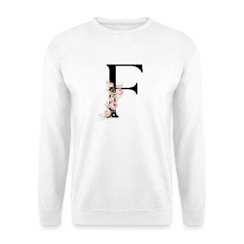 F Buchstabe Monogram Floral - Unisex Pullover - Weiß - Vorne - Alina (178cm) & Michal (187cm)