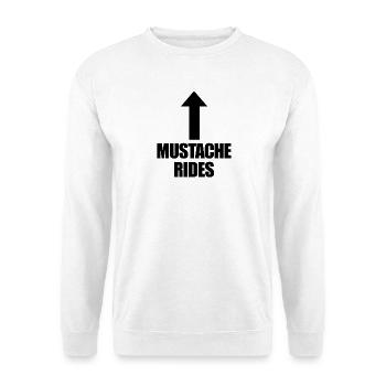 Schnurrbartritte Pfeil nach oben Herren Schnurrbar - Unisex Pullover - Weiß - Vorne - Alina (178cm) & Michal (187cm)