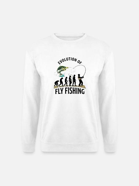 Evolution Fliegenfischerhumor - Unisex Pullover - Weiß