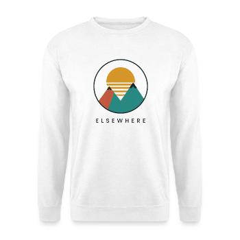 Elsewhere – Retro Mountain Sunset - Unisex Pullover - Weiß - Vorne - Alina (178cm) & Michal (187cm)