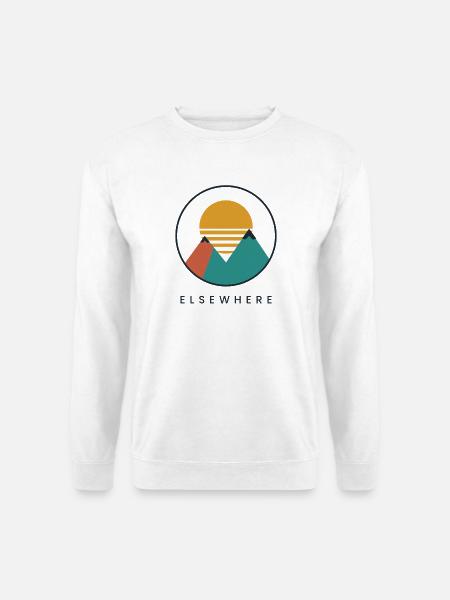 Elsewhere – Retro Mountain Sunset - Unisex Pullover - Weiß
