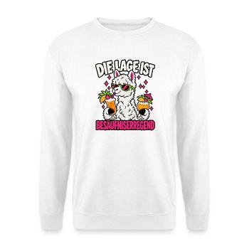 Besäufniserregend – Party Lama - Unisex Pullover - Weiß - Vorne - Alina (178cm) & Michal (187cm)