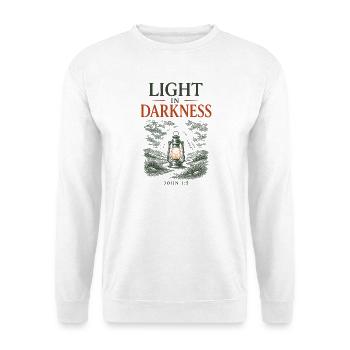 Licht in der Dunkelheit - Unisex Pullover - Weiß - Vorne - Alina (178cm) & Michal (187cm)