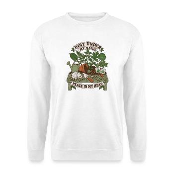 Dreck unter den Nägeln – Frieden im Kopf - Unisex Pullover - Weiß - Vorne - Alina (178cm) & Michal (187cm)