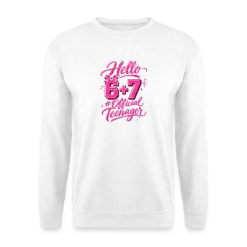 13. Geburtstag Mädchen 6+7 Schleife Teenager - Unisex Pullover - Weiß - Vorne - Alina (178cm) & Michal (187cm)