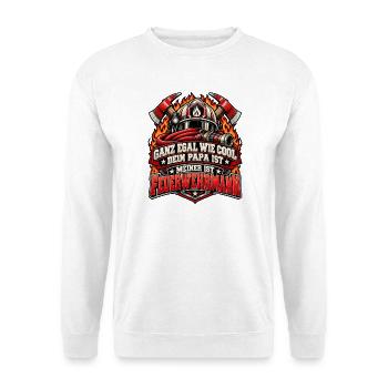 Feuerwehr Papa – Ganz egal wie cool dein Papa ist - Unisex Pullover - Weiß - Vorne - Alina (178cm) & Michal (187cm)