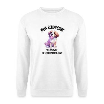 Bernhardiner Welpe Schlafshirt Bunt - Unisex Pullover - Weiß - Vorne - Alina (178cm) & Michal (187cm)