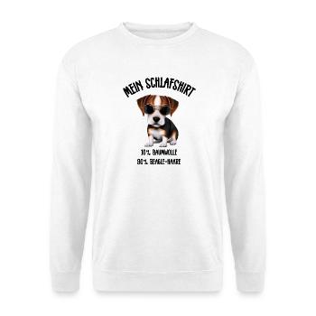 Cooler Beagle Sonnenbrille Schlafshirt - Unisex Pullover - Weiß - Vorne - Alina (178cm) & Michal (187cm)