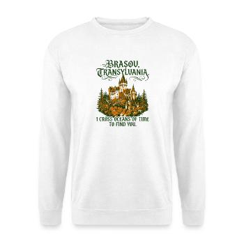 Of Brasov Transylvania Gothic Castle Typography - Unisex Pullover - Weiß - Vorne - Alina (178cm) & Michal (187cm)