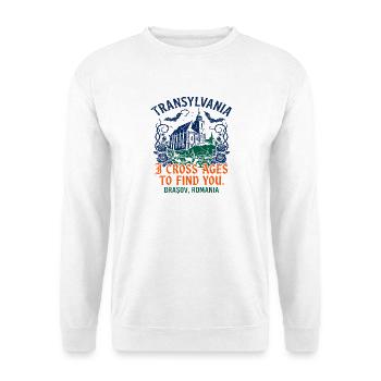 Romantic Transylvania Gothic Typography Brașov - Unisex Pullover - Weiß - Vorne - Alina (178cm) & Michal (187cm)