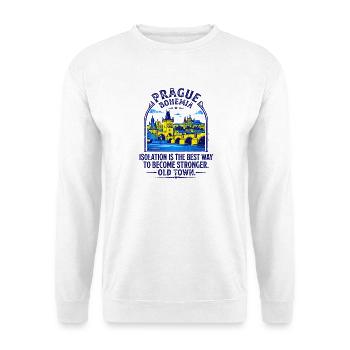 The Prague Old Town Bohemia Typography Quote - Unisex Pullover - Weiß - Vorne - Alina (178cm) & Michal (187cm)