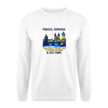The Prague Bohemia Old Town Travel Typography - Unisex Pullover - Weiß - Vorne - Alina (178cm) & Michal (187cm)