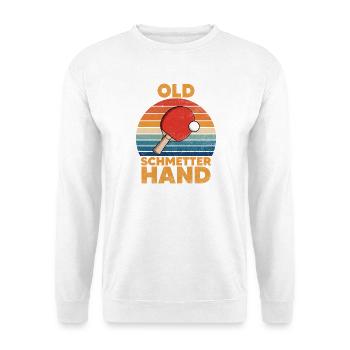 Tischtennis Ping Pong Retro Lustiger Spruch - Unisex Pullover - Weiß - Vorne - Alina (178cm) & Michal (187cm)