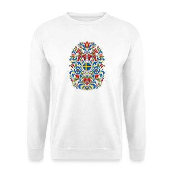 Schweden | Dalapferd & Volkskunst - Unisex Pullover - Weiß - Vorne - Alina (178cm) & Michal (187cm)