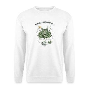 Vintage-Photosynthese-Katzen-Botanisches Design - Unisex Pullover - Weiß - Vorne - Alina (178cm) & Michal (187cm)