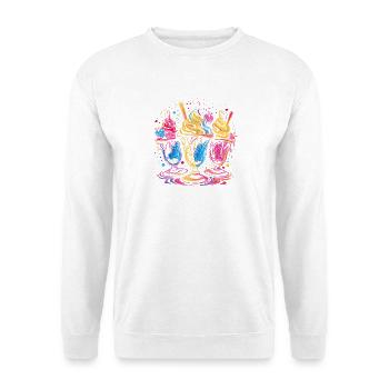 Eisbecher Vaporwave - Unisex Pullover - Weiß - Vorne - Alina (178cm) & Michal (187cm)