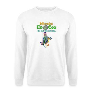 Niente Cocco – No Buts No Cuts Lustige Kokosnuss-Desig - Unisex Pullover - Weiß - Vorne - Alina (178cm) & Michal (187cm)