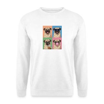 Hunde Mops Hund - Unisex Pullover - Weiß - Vorne - Alina (178cm) & Michal (187cm)