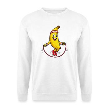 Bananen-Springseil Spaß - Unisex Pullover - Weiß - Vorne - Alina (178cm) & Michal (187cm)