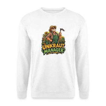 Unkraut Manager Gartenmanager humorvoll  - Unisex Pullover - Weiß - Vorne - Alina (178cm) & Michal (187cm)