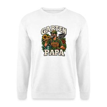 Garten Papa Vintage Motiv Geschenk Papa - Unisex Pullover - Weiß - Vorne - Alina (178cm) & Michal (187cm)